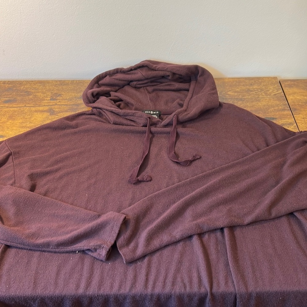 Max & Mia Eggplant Purple Soft Hooded Pullover Sweater Size XXL Women’s